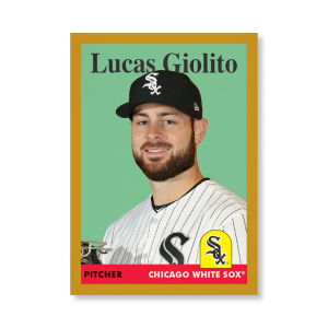 Lucas Giolito 2019 Archives Baseball 1958 Topps Poster Gold Ed. # to 1- artbble-pos-19tabb-1061-gold-s