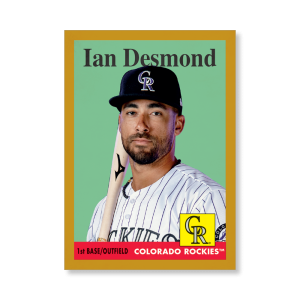 Ian Desmond 2019 Archives Baseball 1958 Topps Poster Gold Ed. # to 1- artbble-pos-19tabb-1066-gold-s