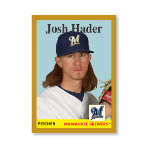 Josh Hader 2019 Archives Baseball 1958 Topps Poster Gold Ed. # to 1- artbble-pos-19tabb-1076-gold-s