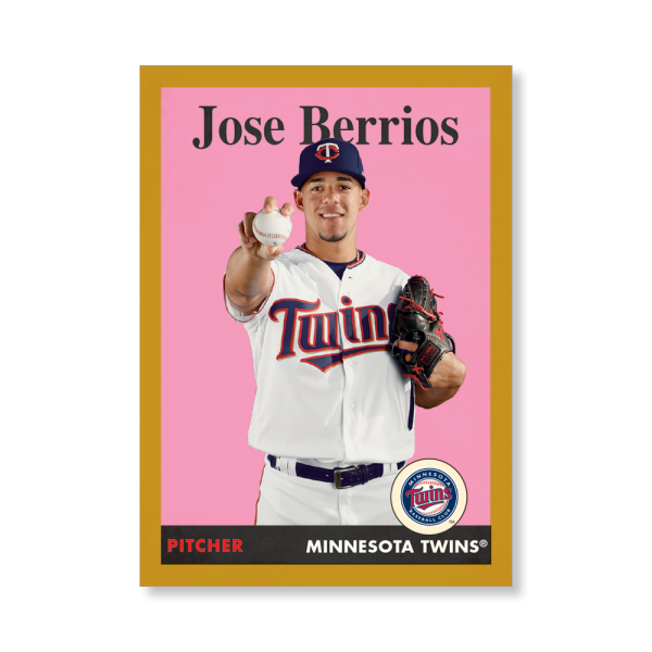 Jose Berrios 2019 Archives Baseball 1958 Topps Poster Gold Ed. # to 1- artbble-pos-19tabb-1078-gold-s