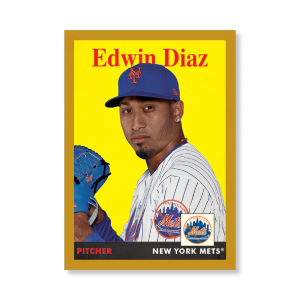 Edwin Diaz 2019 Archives Baseball 1958 Topps Poster Gold Ed. # to 1- artbble-pos-19tabb-1079-gold-s