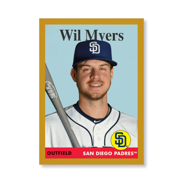 Wil Myers 2019 Archives Baseball 1958 Topps Poster Gold Ed. # to 1- artbble-pos-19tabb-1089-gold-s