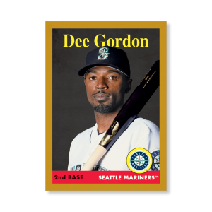 Dee Gordon 2019 Archives Baseball 1958 Topps Poster Gold Ed. # to 1- artbble-pos-19tabb-1091-gold-s