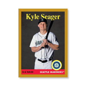 Kyle Seager 2019 Archives Baseball 1958 Topps Poster Gold Ed. # to 1- artbble-pos-19tabb-1092-gold-s