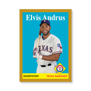 Elvis Andrus 2019 Archives Baseball 1958 Topps Poster Gold Ed. # to 1- artbble-pos-19tabb-1096-gold-s