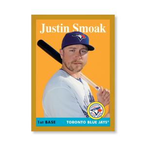 Justin Smoak 2019 Archives Baseball 1958 Topps Poster Gold Ed. # to 1- artbble-pos-19tabb-1098-gold-s