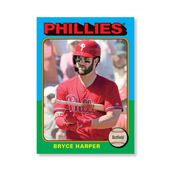 Bryce Harper 2019 Archives Baseball 1975 Topps Poster Gold Ed. # to 1- artbble-pos-19tabb-1103-gold-s