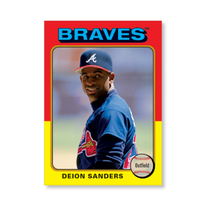 Deion Sanders 2019 Archives Baseball 1975 Topps Poster Gold Ed. # to 1- artbble-pos-19tabb-1122-gold-s