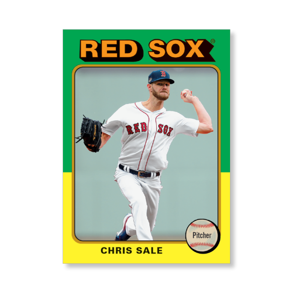 Chris Sale 2019 Archives Baseball 1975 Topps Poster Gold Ed. # to 1- artbble-pos-19tabb-1158-gold-s