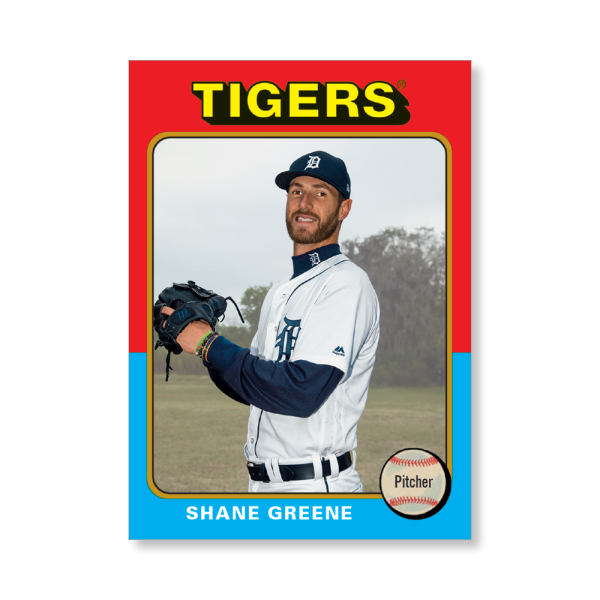 Shane Greene 2019 Archives Baseball 1975 Topps Poster Gold Ed. # to 1- artbble-pos-19tabb-1168-gold-s