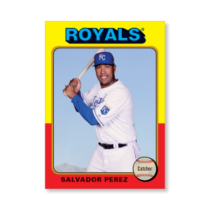 Salvador Perez 2019 Archives Baseball 1975 Topps Poster Gold Ed. # to 1- artbble-pos-19tabb-1171-gold-s