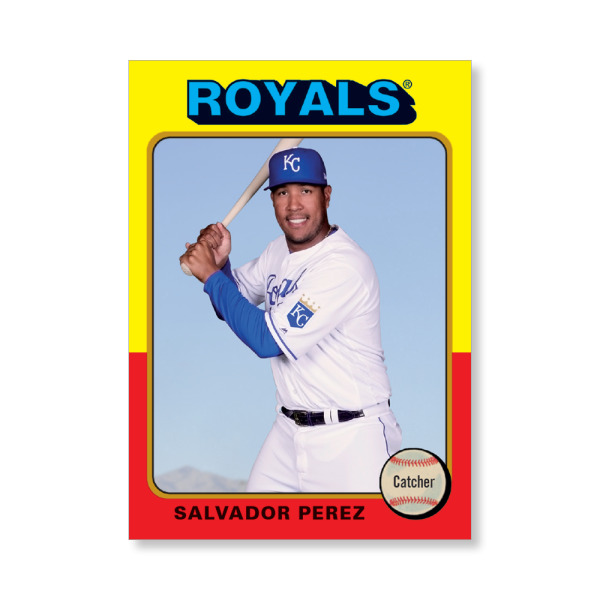 Salvador Perez 2019 Archives Baseball 1975 Topps Poster Gold Ed. # to 1- artbble-pos-19tabb-1171-gold-s