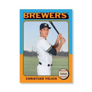 Christian Yelich 2019 Archives Baseball 1975 Topps Poster Gold Ed. # to 1- artbble-pos-19tabb-1175-gold-s