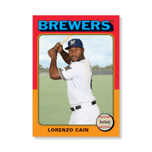 Lorenzo Cain 2019 Archives Baseball 1975 Topps Poster Gold Ed. # to 1- artbble-pos-19tabb-1176-gold-s