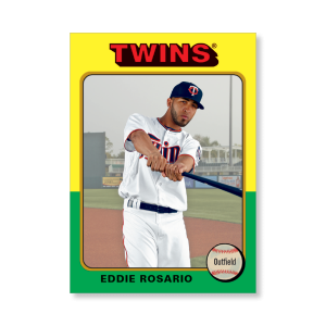 Eddie Rosario 2019 Archives Baseball 1975 Topps Poster Gold Ed. # to 1- artbble-pos-19tabb-1177-gold-s