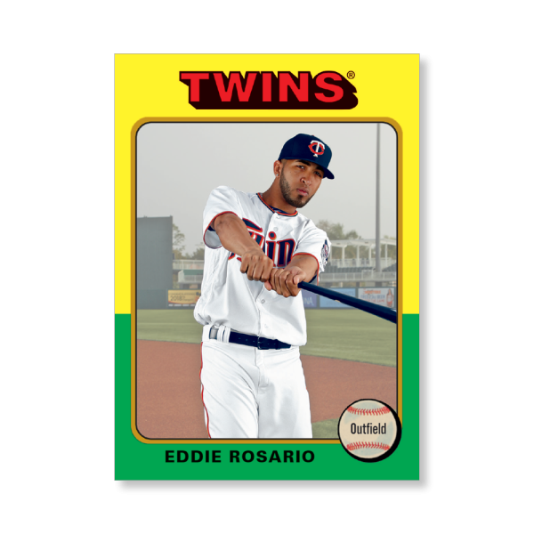Eddie Rosario 2019 Archives Baseball 1975 Topps Poster Gold Ed. # to 1- artbble-pos-19tabb-1177-gold-s