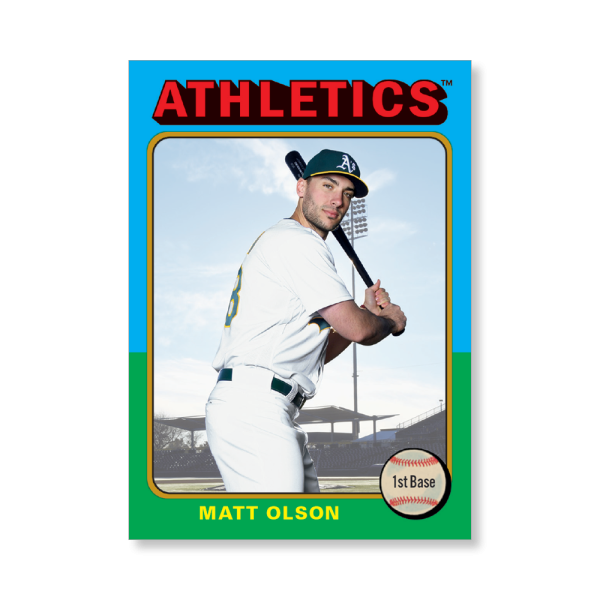 Matt Olson 2019 Archives Baseball 1975 Topps Poster Gold Ed. # to 1- artbble-pos-19tabb-1181-gold-s