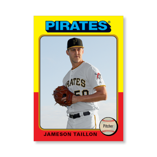Jameson Taillon 2019 Archives Baseball 1975 Topps Poster Gold Ed. # to 1- artbble-pos-19tabb-1186-gold-s