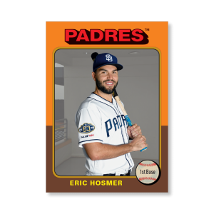 Eric Hosmer 2019 Archives Baseball 1975 Topps Poster Gold Ed. # to 1- artbble-pos-19tabb-1187-gold-s