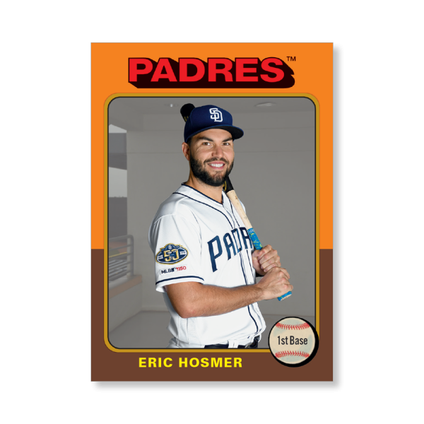 Eric Hosmer 2019 Archives Baseball 1975 Topps Poster Gold Ed. # to 1- artbble-pos-19tabb-1187-gold-s