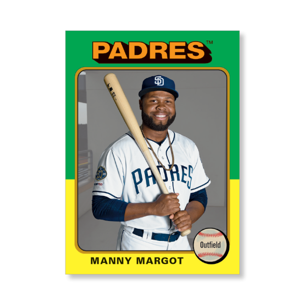 Manny Margot 2019 Archives Baseball 1975 Topps Poster Gold Ed. # to 1- artbble-pos-19tabb-1188-gold-s