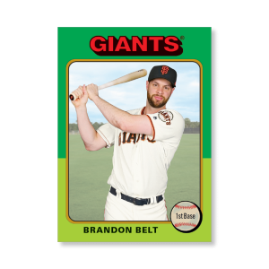 Brandon Belt 2019 Archives Baseball 1975 Topps Poster Gold Ed. # to 1- artbble-pos-19tabb-1189-gold-s