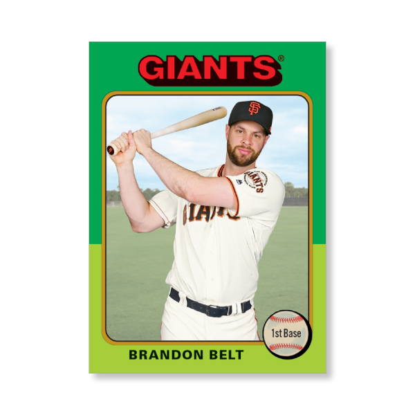 Brandon Belt 2019 Archives Baseball 1975 Topps Poster Gold Ed. # to 1- artbble-pos-19tabb-1189-gold-s