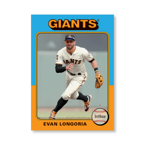 Evan Longoria 2019 Archives Baseball 1975 Topps Poster Gold Ed. # to 1- artbble-pos-19tabb-1190-gold-s