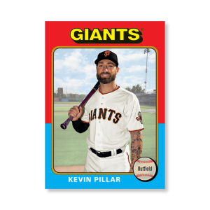 Kevin Pillar 2019 Archives Baseball 1975 Topps Poster Gold Ed. # to 1- artbble-pos-19tabb-1198-gold-s