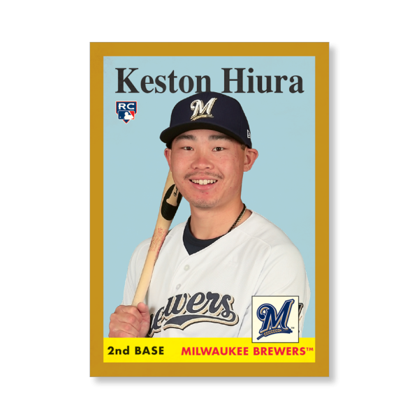 Keston Hiura 2019 Archives Baseball 1958 Topps Poster Gold Ed. # to 1- artbble-pos-19tabb-1305-gold-s