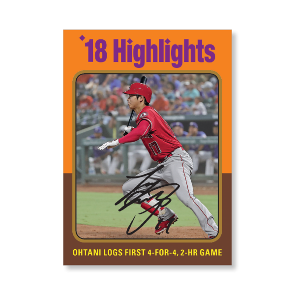 Shohei Ohtani 2019 Archives Baseball 1975 Topps Highlights Cards Poster Gold Ed. # to 1- artbble-pos-19tabb-3403-gold-s