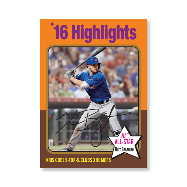 Kris Bryant 2019 Archives Baseball 1975 Topps Highlights Cards Poster Gold Ed. # to 1- artbble-pos-19tabb-3406-gold-s