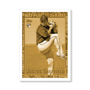 Justus Sheffield 2019 Archives Baseball 1994 Topps Future Star Insert Poster Gold Ed. # to 1- artbble-pos-19tabb-4010-gold-s