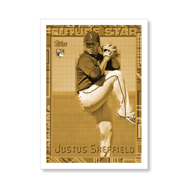 Justus Sheffield 2019 Archives Baseball 1994 Topps Future Star Insert Poster Gold Ed. # to 1- artbble-pos-19tabb-4010-gold-s