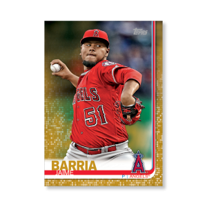 2019 Topps Series 1 Baseball Jaime Barria Base Poster - #'d to 1- artbble-pos-19tbb1-1011-gold-s