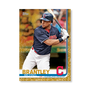 2019 Topps Series 1 Baseball Michael Brantley Base Poster - #'d to 1- artbble-pos-19tbb1-1092-gold-s