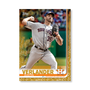 2019 Topps Series 1 Baseball Justin Verlander Base Poster - #'d to 1- artbble-pos-19tbb1-1117-gold-s