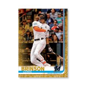 2019 Topps Series 1 Baseball Lewis Brinson Base Poster - #'d to 1- artbble-pos-19tbb1-1143-gold-s