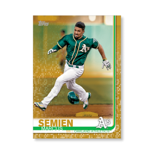 2019 Topps Series 1 Baseball Marcus Semien Base Poster - #'d to 1- artbble-pos-19tbb1-1182-gold-s