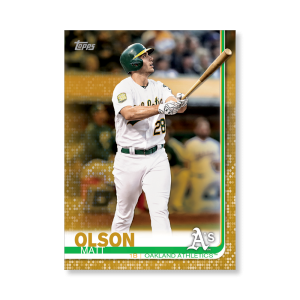 2019 Topps Series 1 Baseball Matt Olson Base Poster - #'d to 1- artbble-pos-19tbb1-1184-gold-s