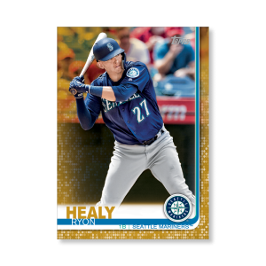 2019 Topps Series 1 Baseball Ryon Healy Base Poster - #'d to 1- artbble-pos-19tbb1-1232-gold-s