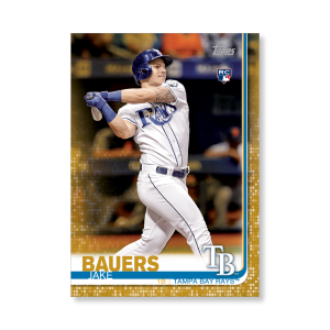 2019 Topps Series 1 Baseball Jake Bauers Base Poster - #'d to 1- artbble-pos-19tbb1-1401-gold-s
