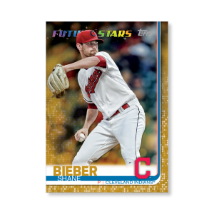 2019 Topps Series 1 Baseball Shane Bieber Base Poster - #'d to 1- artbble-pos-19tbb1-1517-gold-s