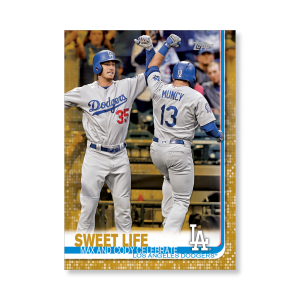 2019 Topps Series 1 Baseball Los Angeles Dodgers Base Poster - #'d to 1- artbble-pos-19tbb1-1908-gold-s