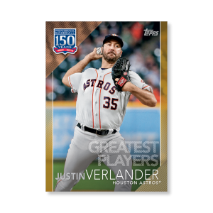 2019 Topps Series 1 Baseball Justin Verlander 150 Years Of Professional Baseball Poster - #'d to 1- artbble-pos-19tbb1-2097-gold-s