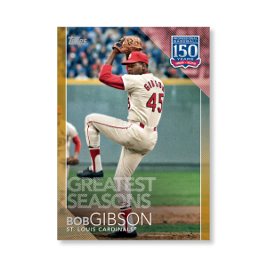 2019 Topps Series 1 Baseball Bob Gibson 150 Years Of Professional Baseball Poster - #'d to 1- artbble-pos-19tbb1-2102-gold-s