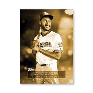 2019 Topps Series 1 Baseball Lorenzo Cain Superstars Of Baseball Poster - #'d to 1- artbble-pos-19tbb1-2199-gold-s