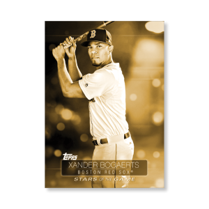 2019 Topps Series 1 Baseball Xander Bogaerts Superstars Of Baseball Poster - #'d to 1- artbble-pos-19tbb1-2214-gold-s