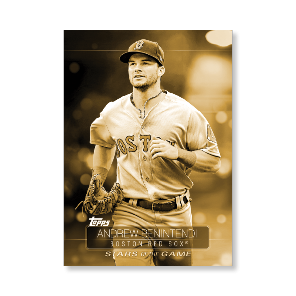 2019 Topps Series 1 Baseball Andrew Benintendi Superstars Of Baseball Poster - #'d to 1- artbble-pos-19tbb1-2215-gold-s