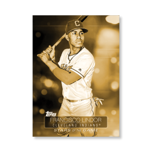 2019 Topps Series 1 Baseball Francisco Lindor Superstars Of Baseball Poster - #'d to 1- artbble-pos-19tbb1-2232-gold-s